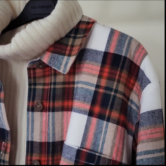 J. Crew Sherpa Lined Oversized Plaid Flannel Shacket - Picture 6 of 16